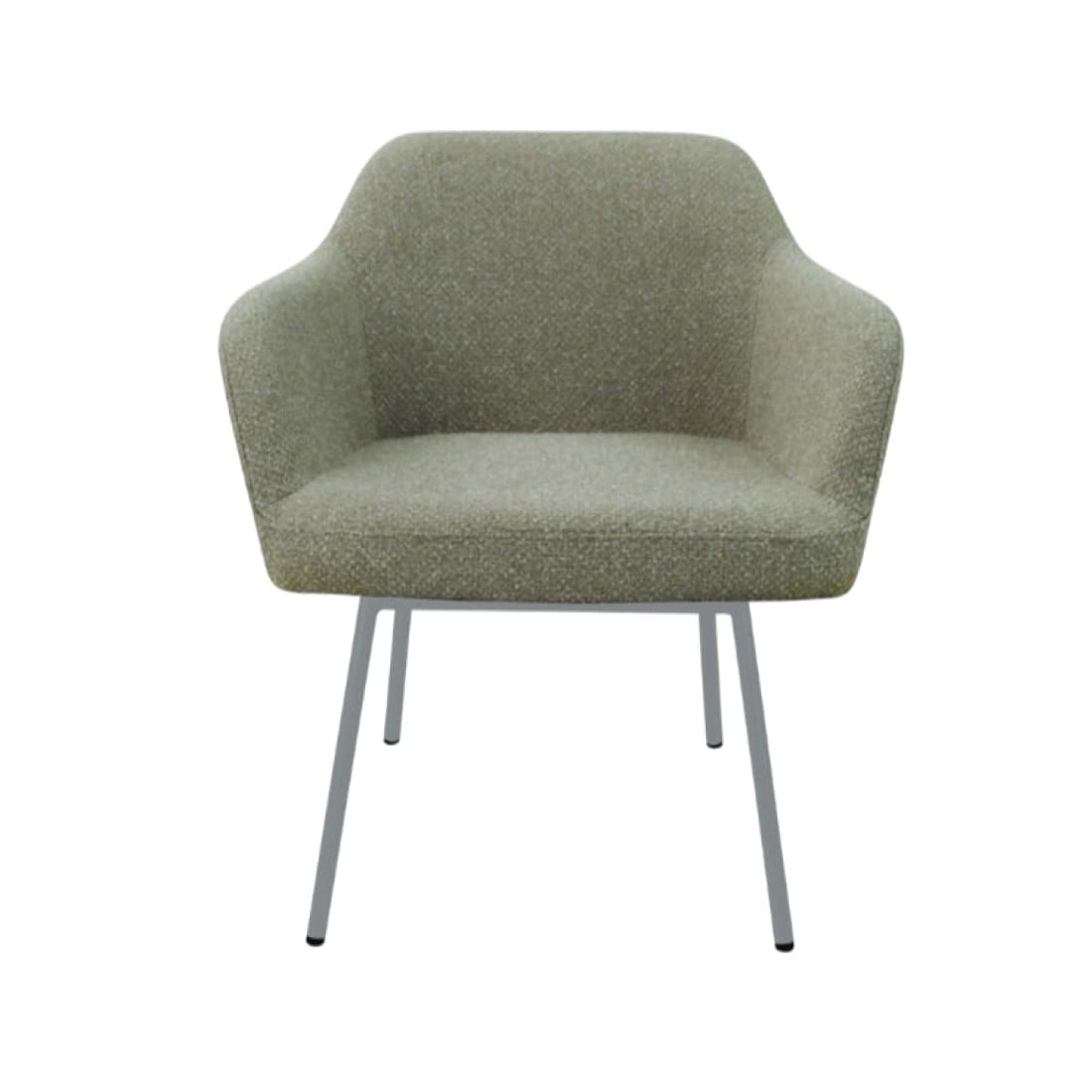 Eetkamerstoel LoLa bouclé groen met vierpoot frame, lage zitting, voor eetkamer en vergaderruimte