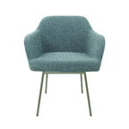Eetkamerstoel LoLa bouclé groen met vierpoot frame, lage zitting, voor eetkamer en vergaderruimte