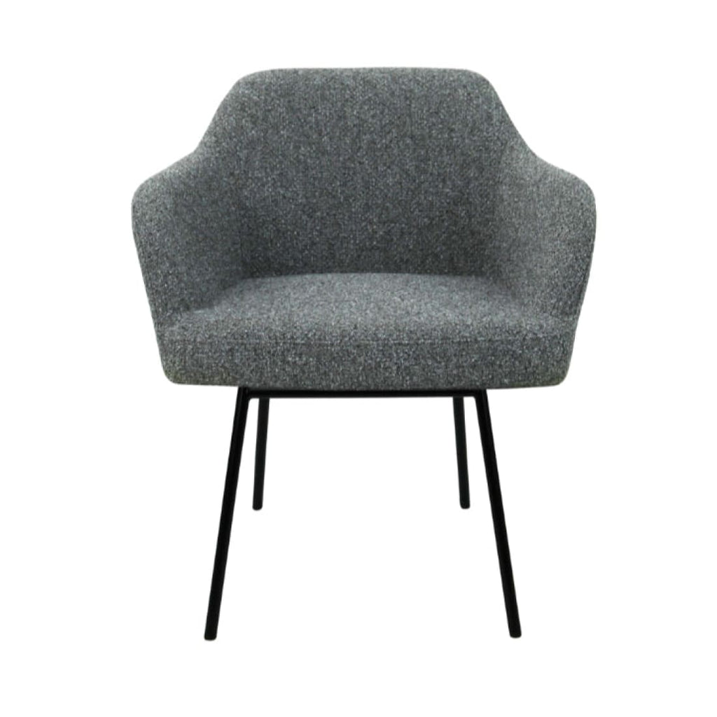 Eetkamerstoel LoLa bouclé groen met vierpoot frame, lage zitting, voor eetkamer en vergaderruimte