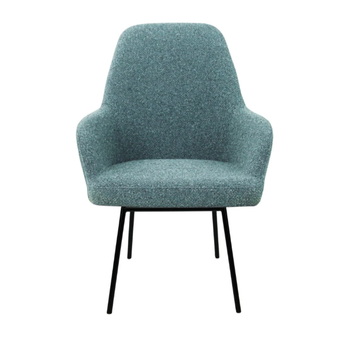 Eetkamerstoel LoLa bouclé groen met vierpoot frame, lage zitting, voor eetkamer en vergaderruimte