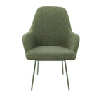 Eetkamerstoel LoLa bouclé groen met vierpoot frame, lage zitting, voor eetkamer en vergaderruimte