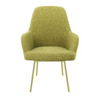 Eetkamerstoel LoLa bouclé groen met vierpoot frame, lage zitting, voor eetkamer en vergaderruimte