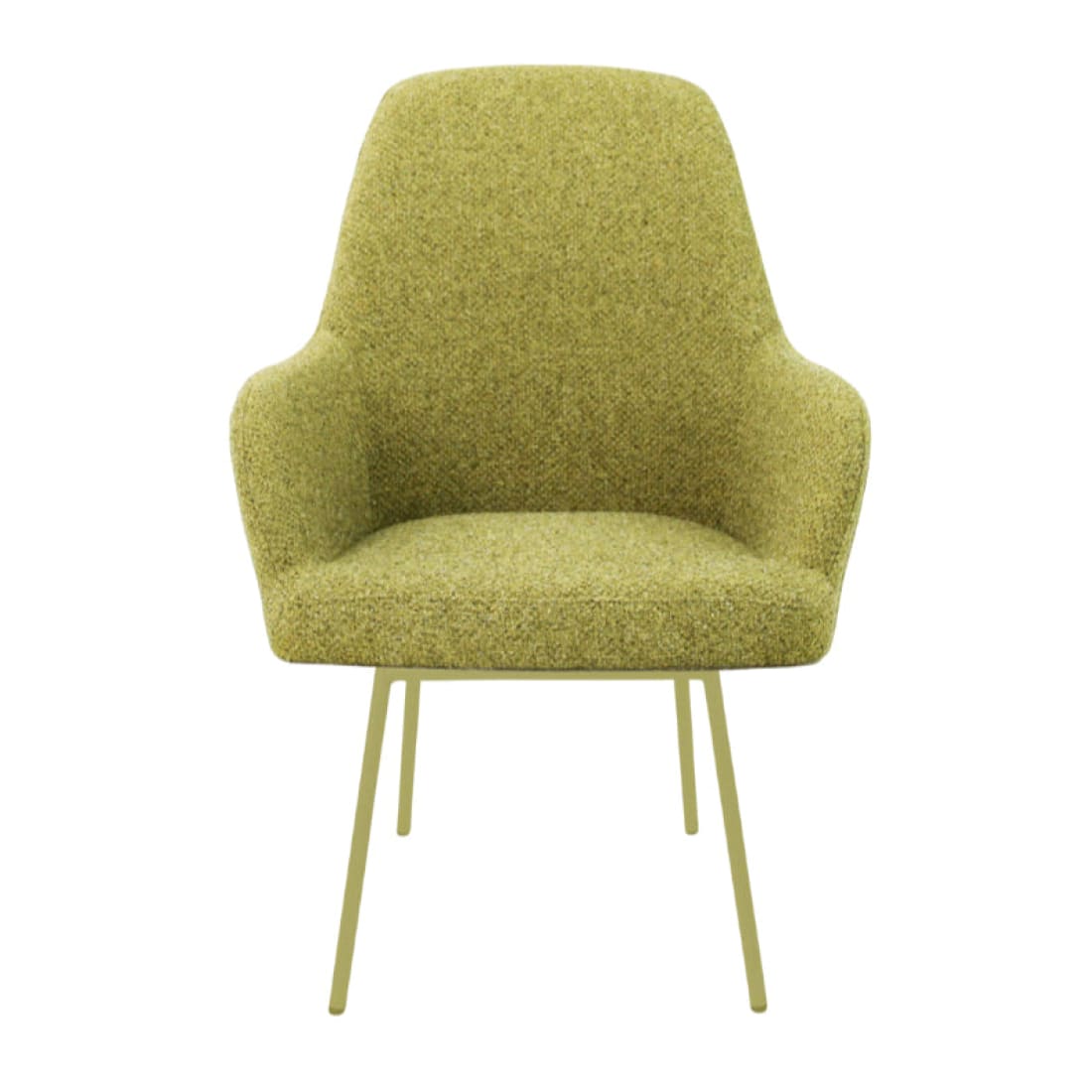 Eetkamerstoel LoLa bouclé groen met vierpoot frame, lage zitting, voor eetkamer en vergaderruimte