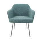 Eetkamerstoel LoLa bouclé groen met vierpoot frame, lage zitting, voor eetkamer en vergaderruimte