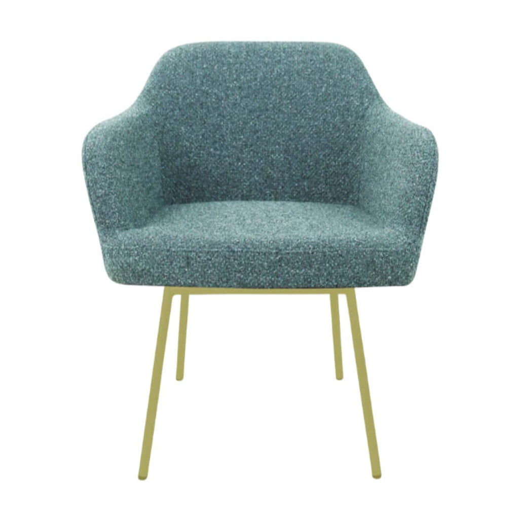 Eetkamerstoel LoLa bouclé groen met vierpoot frame, lage zitting, voor eetkamer en vergaderruimte