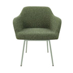 Eetkamerstoel LoLa bouclé groen met vierpoot frame, lage zitting, voor eetkamer en vergaderruimte