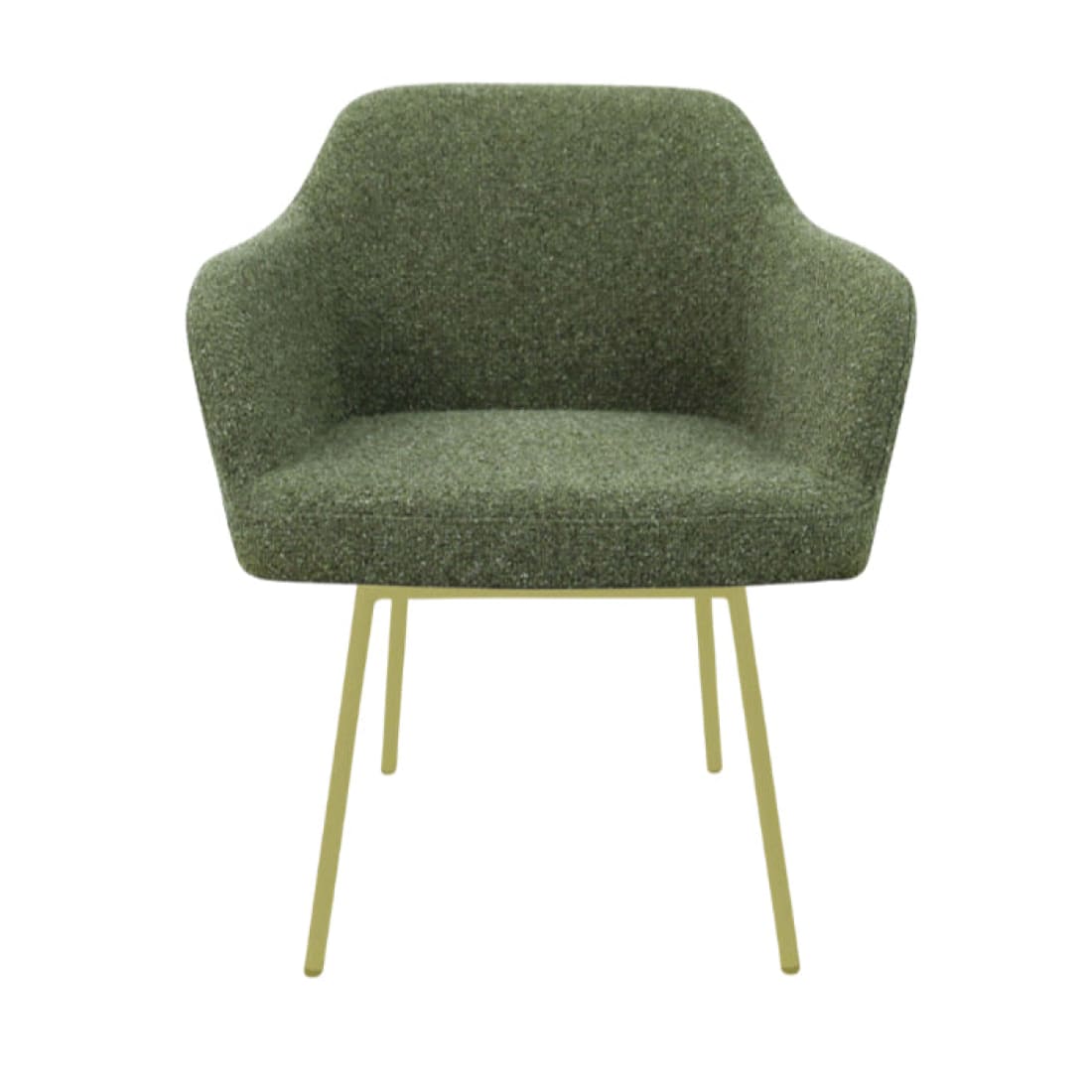 Eetkamerstoel LoLa bouclé groen met vierpoot frame, lage zitting, voor eetkamer en vergaderruimte