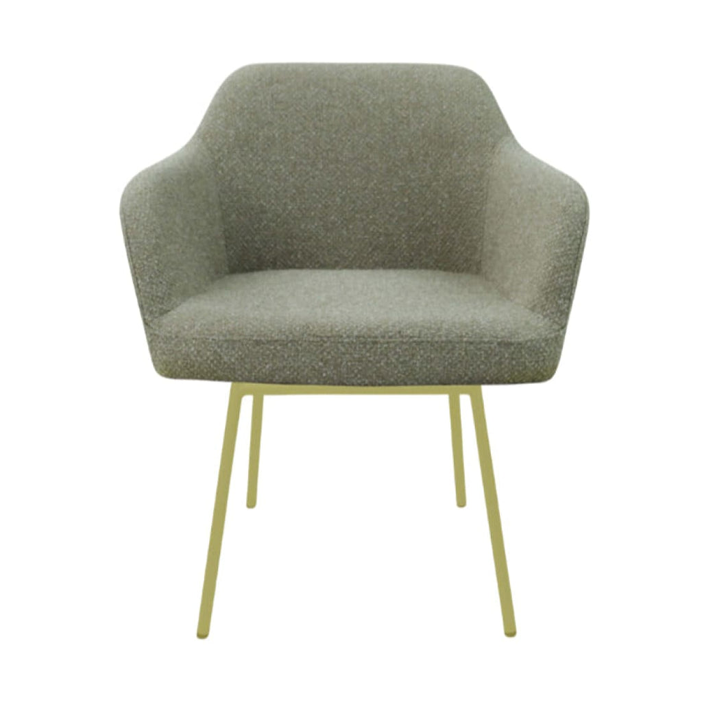 Eetkamerstoel LoLa bouclé groen met vierpoot frame, lage zitting, voor eetkamer en vergaderruimte