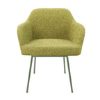 Eetkamerstoel LoLa bouclé groen met vierpoot frame, lage zitting, voor eetkamer en vergaderruimte