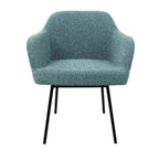 Eetkamerstoel LoLa bouclé groen met vierpoot frame, lage zitting, voor eetkamer en vergaderruimte