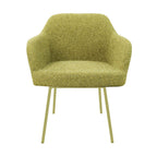 Eetkamerstoel LoLa bouclé groen met vierpoot frame, lage zitting, voor eetkamer en vergaderruimte