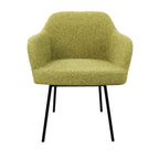 Eetkamerstoel LoLa bouclé groen met vierpoot frame, lage zitting, voor eetkamer en vergaderruimte