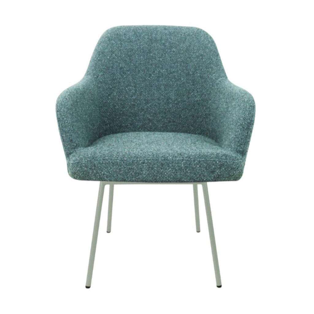 Eetkamerstoel LoLa bouclé groen met vierpoot frame, lage zitting, voor eetkamer en vergaderruimte