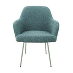 Eetkamerstoel LoLa bouclé groen met vierpoot frame, lage zitting, voor eetkamer en vergaderruimte