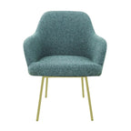 Eetkamerstoel LoLa bouclé groen met vierpoot frame, lage zitting, voor eetkamer en vergaderruimte