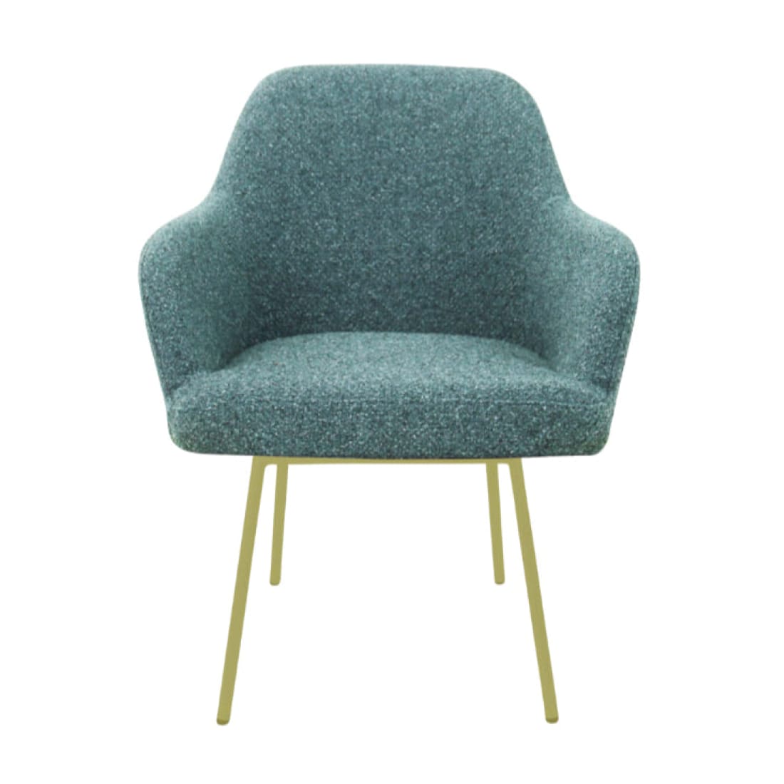 Eetkamerstoel LoLa bouclé groen met vierpoot frame, lage zitting, voor eetkamer en vergaderruimte