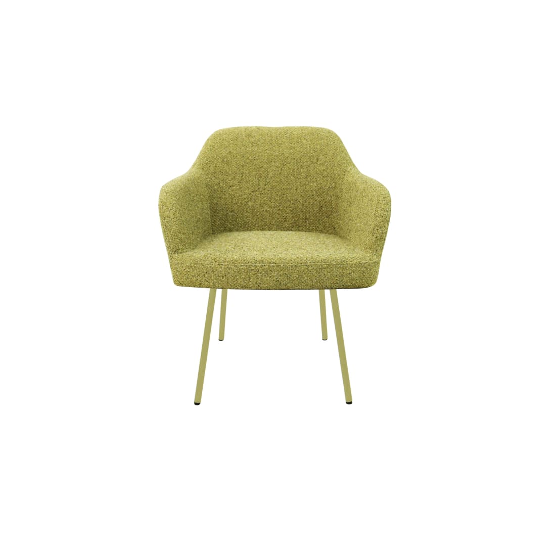 Eetkamerstoel LoLa bouclé groen met vierpoot frame, lage zitting, voor eetkamer en vergaderruimte