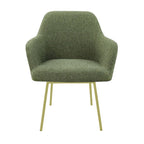 Eetkamerstoel LoLa bouclé groen met vierpoot frame, lage zitting, voor eetkamer en vergaderruimte