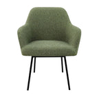 Eetkamerstoel LoLa bouclé groen met vierpoot frame, lage zitting, voor eetkamer en vergaderruimte