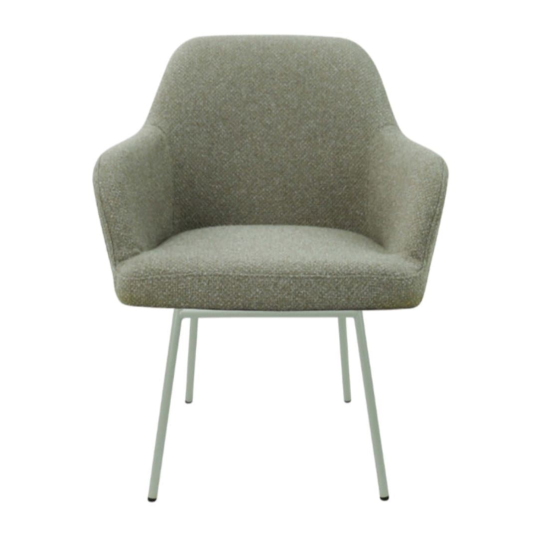 Eetkamerstoel LoLa bouclé groen met vierpoot frame, lage zitting, voor eetkamer en vergaderruimte