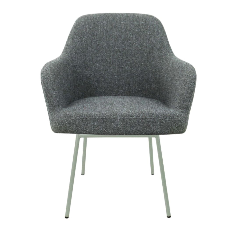 Eetkamerstoel LoLa bouclé groen met vierpoot frame, lage zitting, voor eetkamer en vergaderruimte