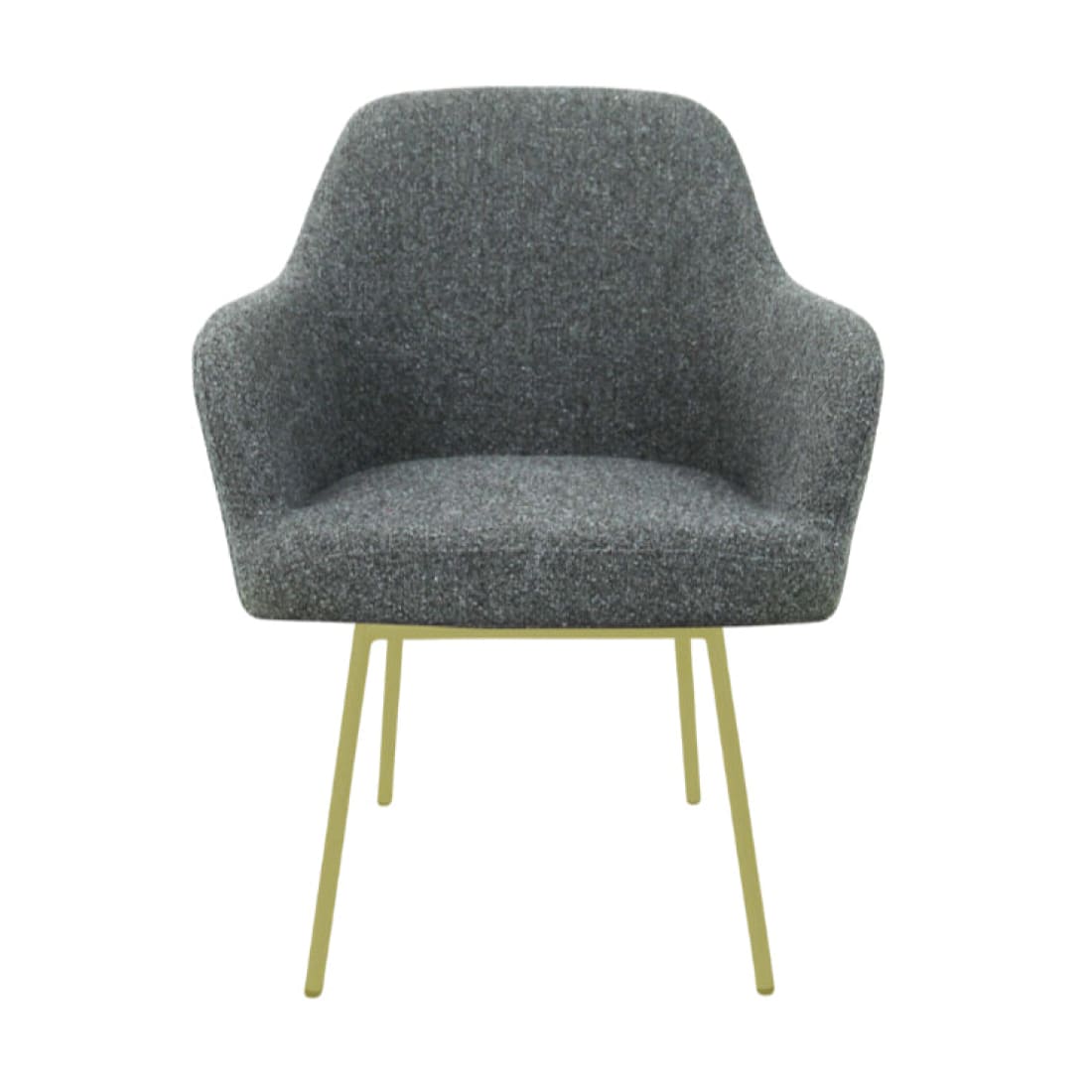 Eetkamerstoel LoLa bouclé groen met vierpoot frame, lage zitting, voor eetkamer en vergaderruimte