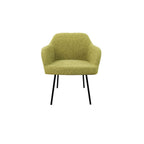 Eetkamerstoel LoLa bouclé groen met vierpoot frame, lage zitting, voor eetkamer en vergaderruimte