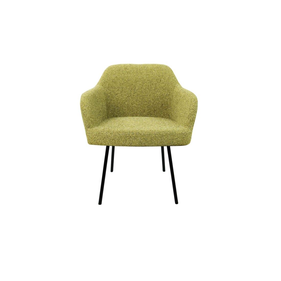Eetkamerstoel LoLa bouclé groen met vierpoot frame, lage zitting, voor eetkamer en vergaderruimte