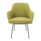 Eetkamerstoel LoLa bouclé groen met vierpoot frame, lage zitting, voor eetkamer en vergaderruimte