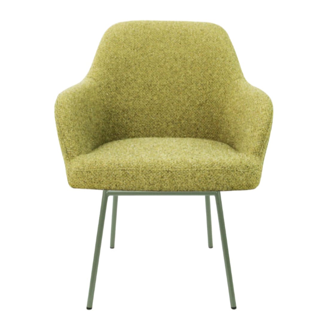 Eetkamerstoel LoLa bouclé groen met vierpoot frame, lage zitting, voor eetkamer en vergaderruimte
