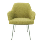Eetkamerstoel LoLa bouclé groen met vierpoot frame, lage zitting, voor eetkamer en vergaderruimte
