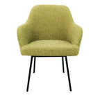 Eetkamerstoel LoLa bouclé groen met vierpoot frame, lage zitting, voor eetkamer en vergaderruimte
