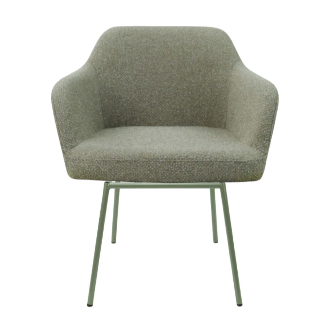 Eetkamerstoel LoLa bouclé groen met vierpoot frame, lage zitting, voor eetkamer en vergaderruimte