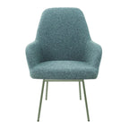 Eetkamerstoel LoLa bouclé groen met vierpoot frame, lage zitting, voor eetkamer en vergaderruimte