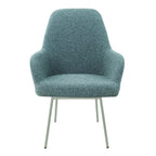 Eetkamerstoel LoLa bouclé groen met vierpoot frame, lage zitting, voor eetkamer en vergaderruimte