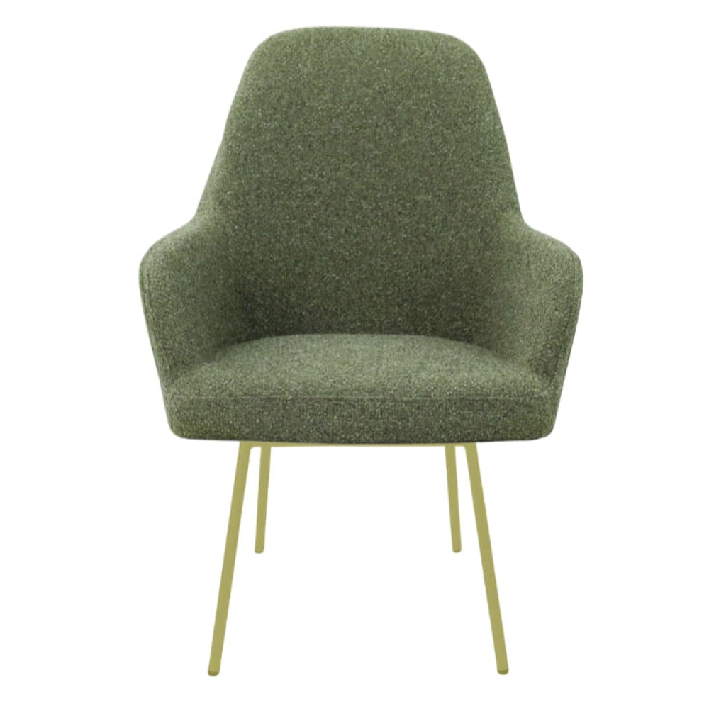 Eetkamerstoel LoLa bouclé groen met vierpoot frame, lage zitting, voor eetkamer en vergaderruimte