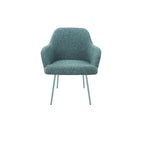 Eetkamerstoel LoLa bouclé groen met vierpoot frame, lage zitting, voor eetkamer en vergaderruimte