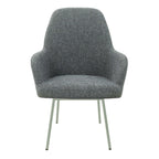 Eetkamerstoel LoLa bouclé groen met vierpoot frame, lage zitting, voor eetkamer en vergaderruimte