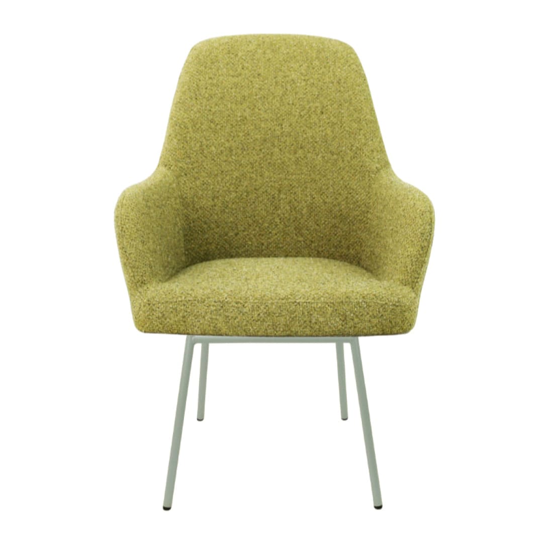 Eetkamerstoel LoLa bouclé groen met vierpoot frame, lage zitting, voor eetkamer en vergaderruimte
