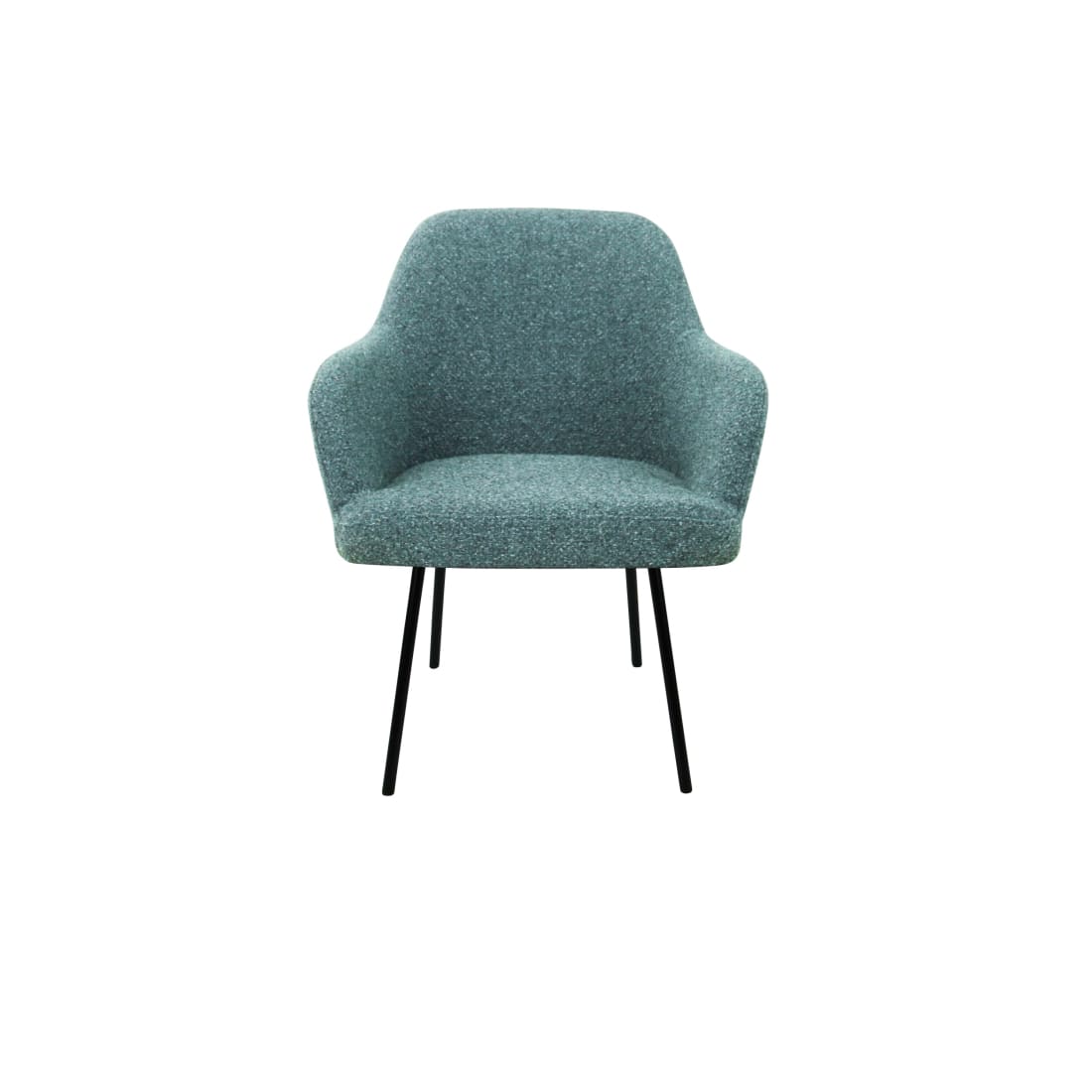 Eetkamerstoel LoLa bouclé groen met vierpoot frame, lage zitting, voor eetkamer en vergaderruimte