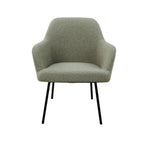Loungefauteuil vierpoot bouclé gerecycled LoLa, lage zitting, saliegroen met metalen poten