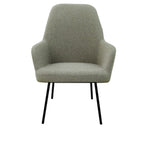 Loungefauteuil vierpoot bouclé gerecycled LoLa, lage zitting, saliegroen met metalen poten