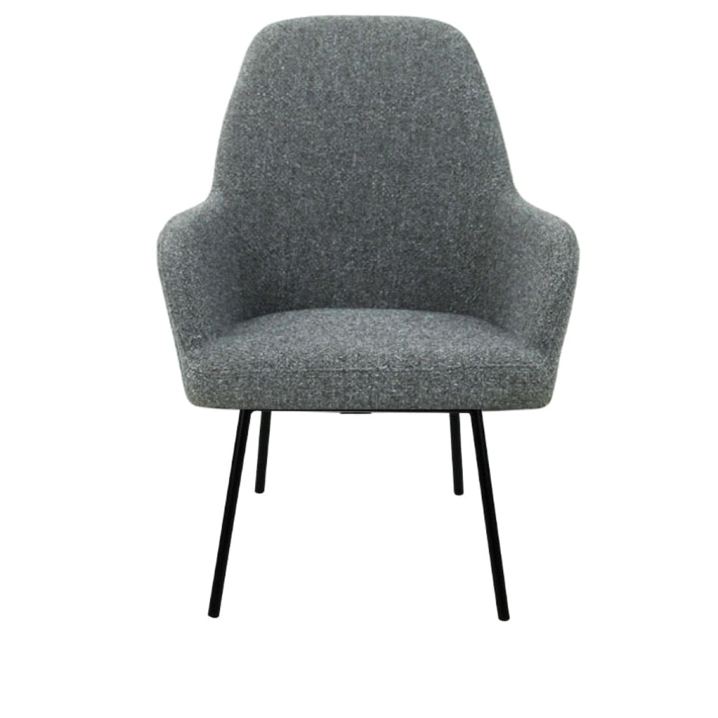 Loungefauteuil vierpoot bouclé gerecycled LoLa, lage zitting, saliegroen met metalen poten