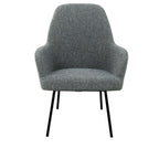 Loungefauteuil vierpoot bouclé gerecycled LoLa, lage zitting, saliegroen met metalen poten