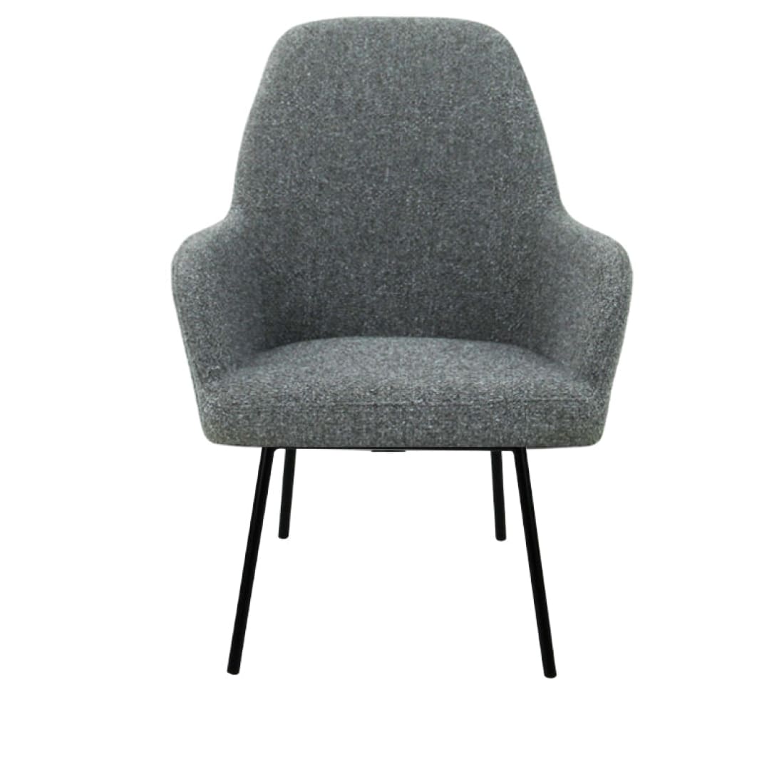 Loungefauteuil vierpoot bouclé gerecycled LoLa, lage zitting, saliegroen met metalen poten