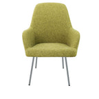 Loungefauteuil vierpoot bouclé gerecycled LoLa, lage zitting, saliegroen met metalen poten