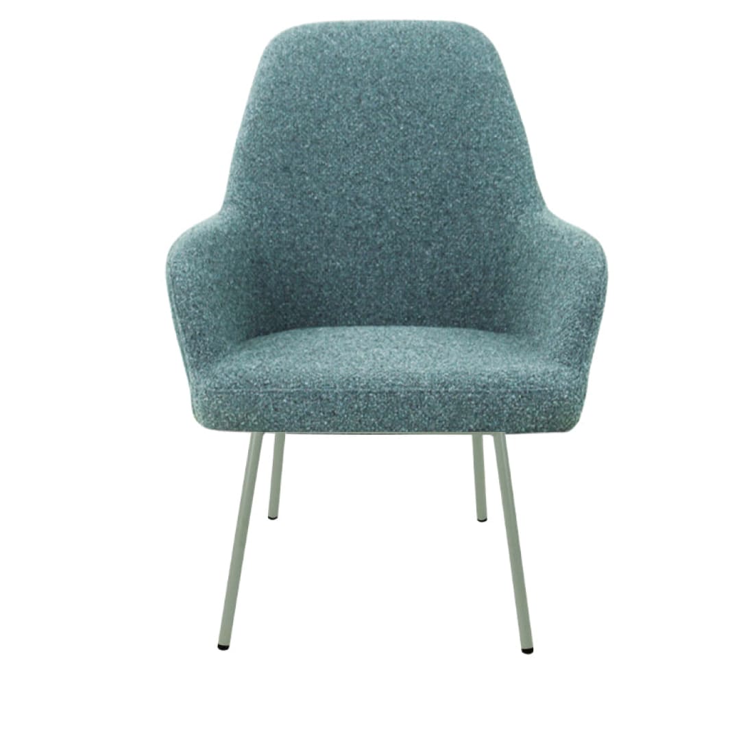 Loungefauteuil vierpoot bouclé gerecycled LoLa, lage zitting, saliegroen met metalen poten