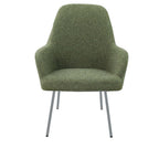 Loungefauteuil vierpoot bouclé gerecycled LoLa, lage zitting, saliegroen met metalen poten