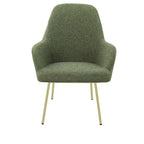 Loungefauteuil vierpoot bouclé gerecycled LoLa, lage zitting, saliegroen met metalen poten