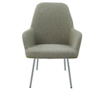 Loungefauteuil vierpoot bouclé gerecycled LoLa, lage zitting, saliegroen met metalen poten